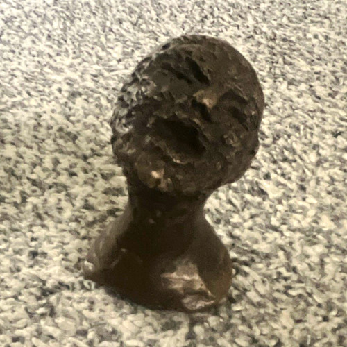 Bronze metal human head bust - bronze,