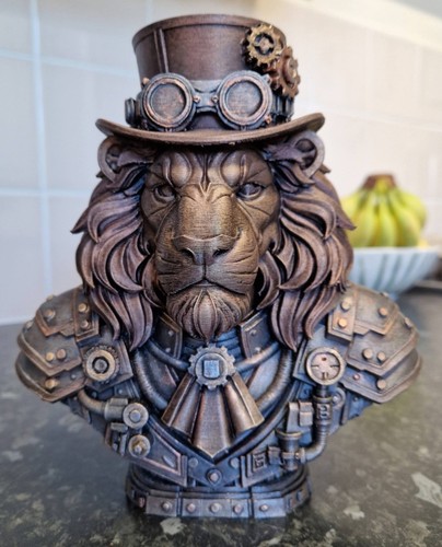 Steampunk lion head bust - steampunk,