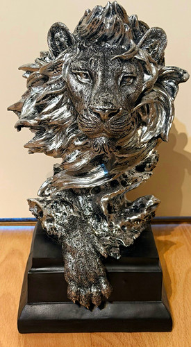 Lion head bust resin - bust, sculpture