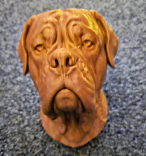 Brown dog head - brown, figurine