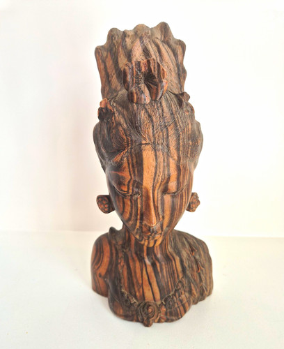Carved wooden tribal head bust - tribal,