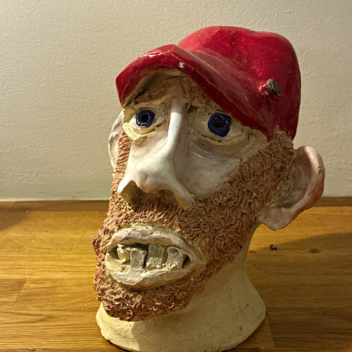 Ceramic man head bust figurine - head,