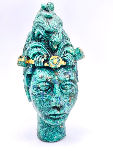 Aztec mayan style mosaic head - style,