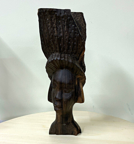 Carved wooden woman - head, bust