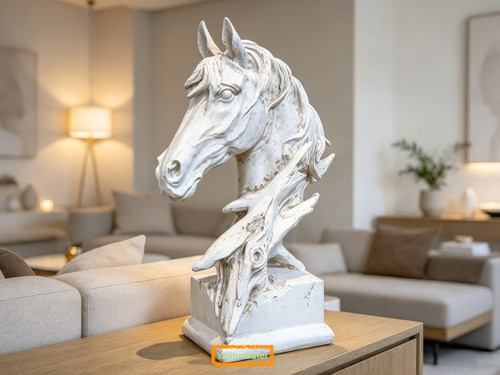 Horse head bust ornament - horse, white