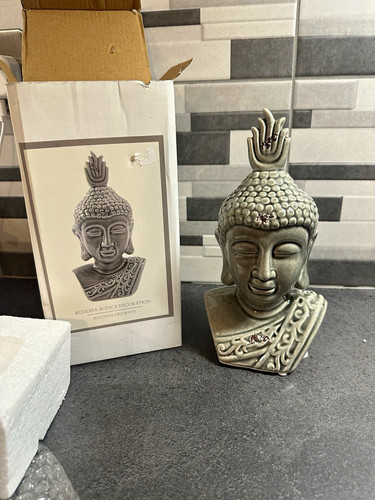 Buddha head bust stoneware - buddha,