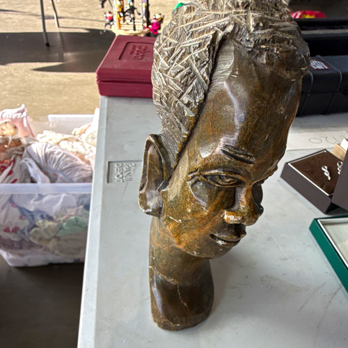 Hand carved stone head - stone,