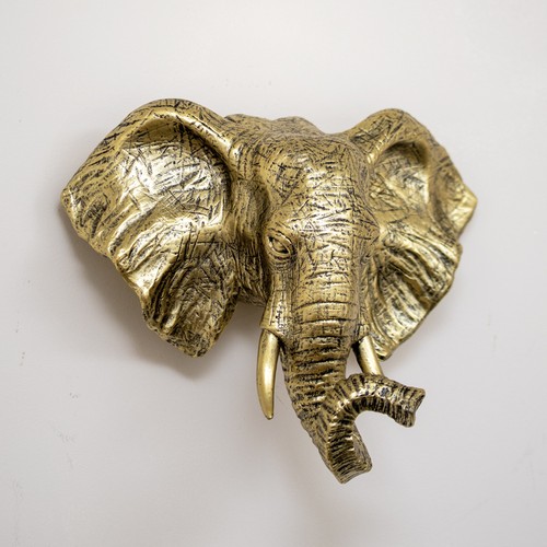 Antique gold elephant head - gold,