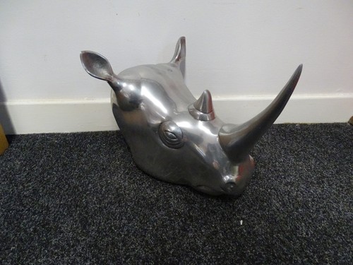 Large metal rhino head bust - rhino,
