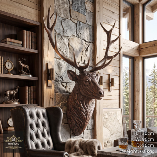 Large rustic stag head wall - head,