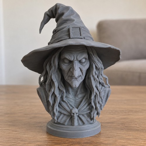 Witch head bust statue - witch,