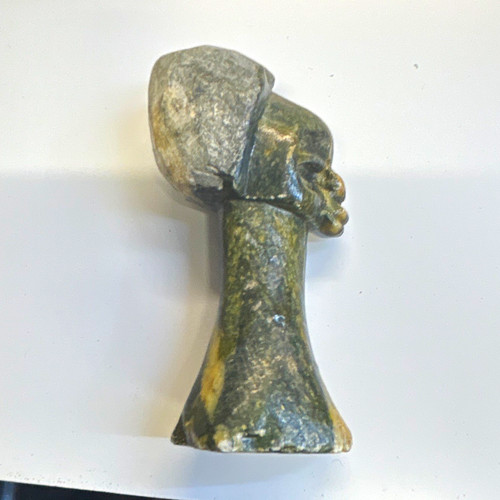Carved stone head bust - stone,