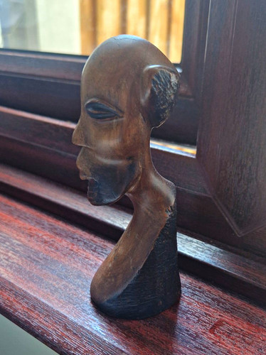 Abstract carved wood face head - abstract,