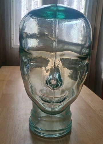 Clear glass head bust - head,