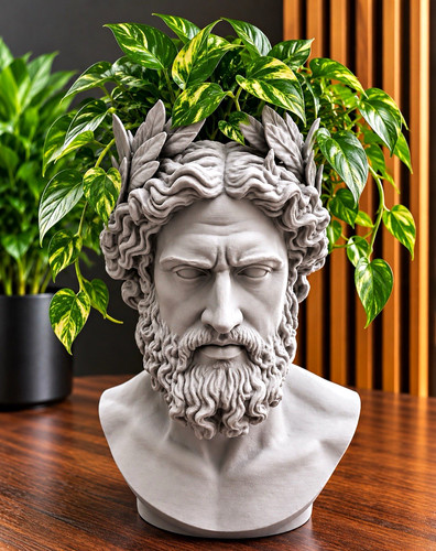 Roman bust head planter - roman, pot