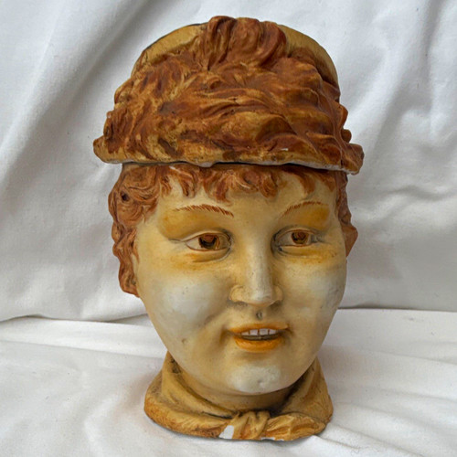 Painted ceramic woman head - woman,