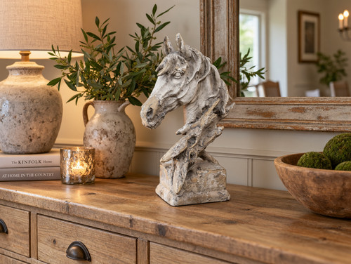 Horse head bust ornament white - horse,