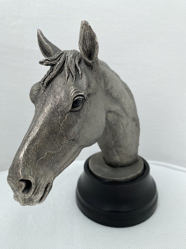 Silver horses head bust - , by