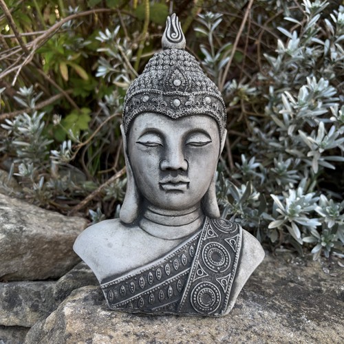 Buddha head bust stone garden - head,