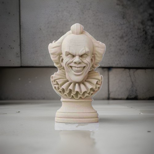 Carved wooden clown head - wooden, bust