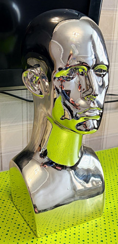 Modern glossy silver male head - silver,
