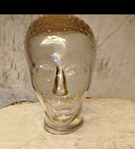 Clear glass head bust - clear,