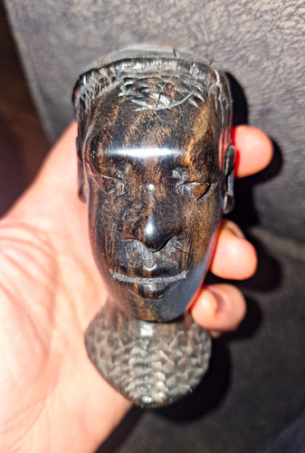 Carved wooden tribal head - wooden,