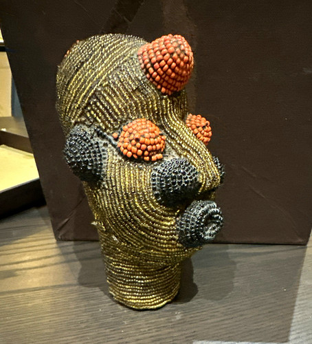 Handmade clay beaded head - beaded,