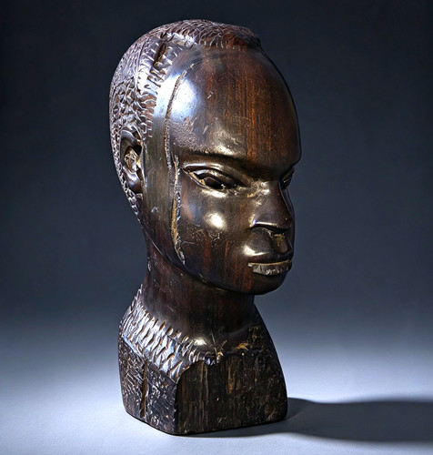 Hand carved african bust head - carved,